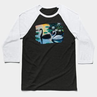 Black and White Swan Baseball T-Shirt